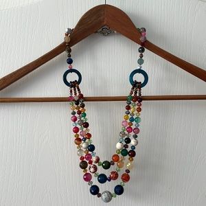 Anthropology multi-colored faceted necklace of mixed semi -precious stones.